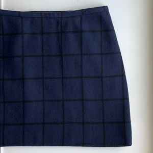 Madewell | Navy Black Grid Pattern Wool Mini Skirt